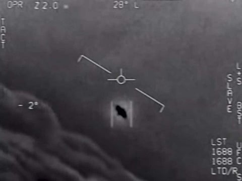 This video grab image courtesy of the US Department of Defense shows part of an unclassified video taken by Navy pilots that have circulated for years showing interactions with 'unidentified aerial phenomena'.