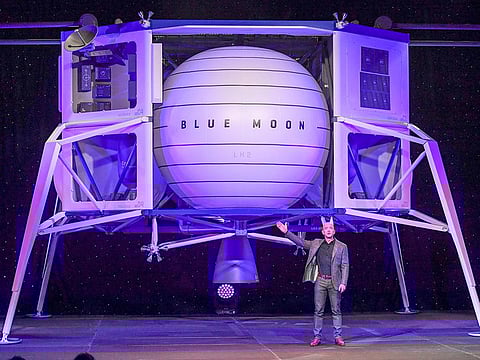 Jeff Bezos introduces Blue Origin's lunar lander in May 2019.