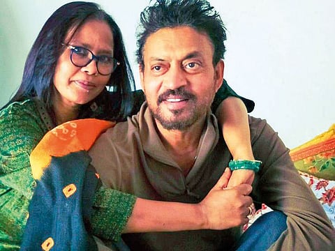 Indian Bollywood actor Irrfan Khan seen with his wife Sutapa Sikdar in this file picture