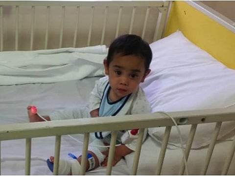 Baby Zaine during the early part of his hospital quarantine. His COVID-19 recovery is the second miracle in his life, having been born three months premature.