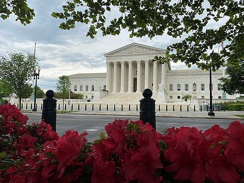 A general view of the United States Supreme Court in Washington, US, May 3, 2020. The court has started using teleconference to hear oral arguments in a bid to fight the coronavirus.