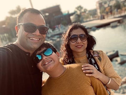 Ankur Bansal with wife Amita and son Arav
