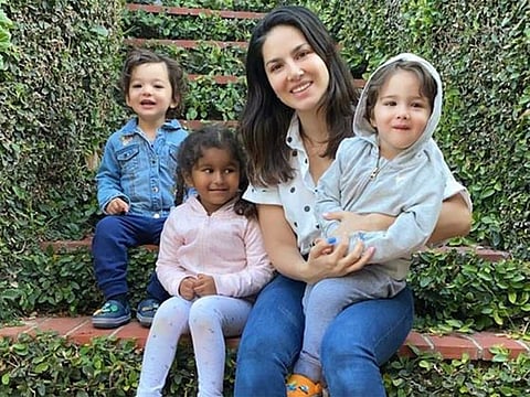 Sunne Leone with her kids.
