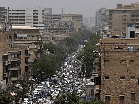 A general view of a road traffic in Karachi. The prime minister described the announcement as “good news for Pakistanis” in an address to the nation in which he detailed the challenges, as well as the measures government has executed to create jobs and drive economic growth.