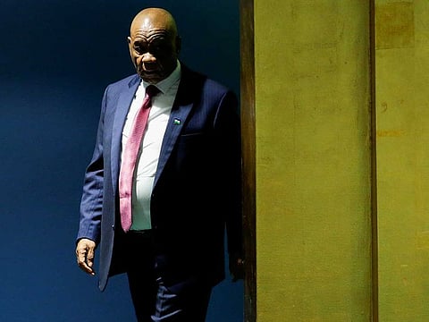 Lesotho's Prime Minister Thomas Motsoahae Thabane arrives to address the 73rd session of the United Nations General Assembly at the UN headquarters in New York, US, September 28, 2018.