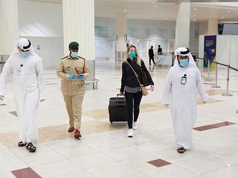 Jessica Fitzjohn seen arriving at Dubai Airport following Sheikh Saud's intervention