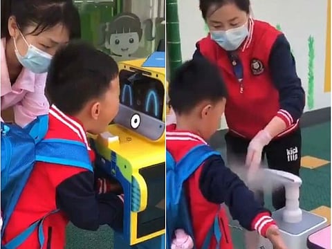 Chinese students gets disinfected
