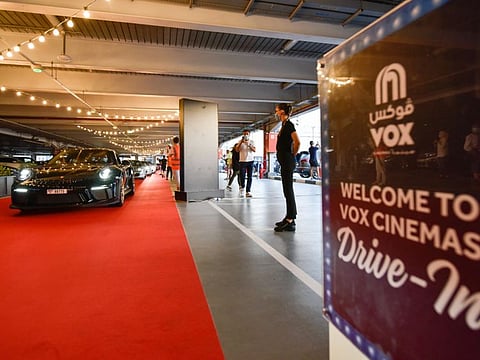 New drive-in venue by Vox at Mall of the Emirates in Dubai. The drive-in concept by Vox Cinemas comes as people are being encouraged to maintain social distancing to curb the spread of the COVID-19 virus that has affected global economies, curbed travel and paralysed the entertainment indusrty. 13th May 2020. Photo: Ahmed Ramzan/ Gulf News