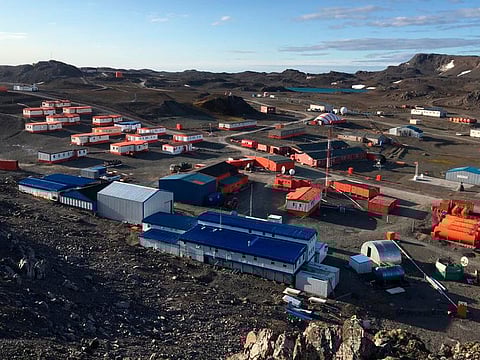 Antarctica without snow at Villa Las Estrellas, King George Island, on February 14, 2020.