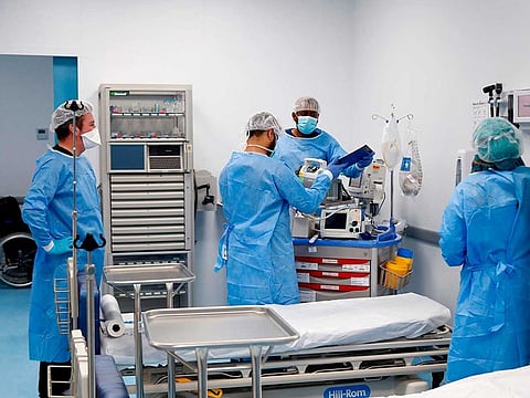 A field hospital set up by Qatari authorities to treat people infected with the coronavirus Covid-19 is pictured on May 11, 2020 in Doha.