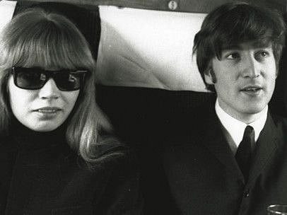 1960: Photo of BEATLES and Astrid KIRCHHERR and John LENNON; with Astrid Kirchherr, posed, during the filming of The Beatles' "A Hard Day's Night
SOURCE Max Scheler - K & K/Redferns