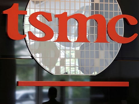 File photo: A logo of Taiwan Semiconductor Manufacturing Co (TSMC) is seen at its headquarters in Hsinchu, Taiwan.