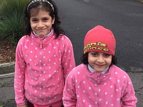 Farishta, 9, and Nadira, 6, are staying with a cousin in the UAE after their parents got stranded abroad