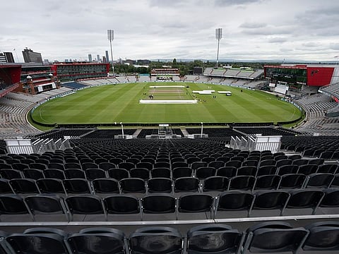 A view of the stadium at Old Trafford cricket ground in Manchester, England.