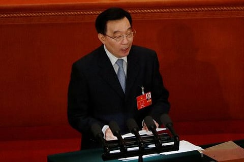 Wang Chen, vice-chairman of the Standing Committee of the National People's Congress (NPC), delivers a speech at the opening session of the NPC at the Great Hall of the People in Beijing, China May 22, 2020.