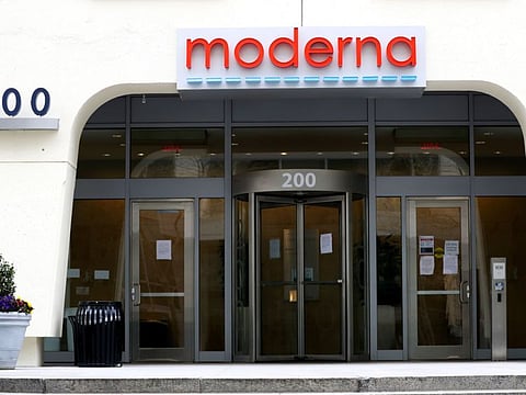 Moderna headquarters in Cambridge, Massachusetts.  US biotech firm Moderna on May 18, 2020 reported "positive interim" results in the first clinical tests of its vaccine against the new coronavirus. stock price jumped as much as 30 per cent. Its announcement helped lift the stock market.