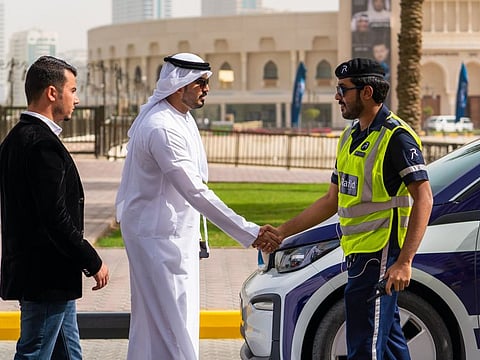 A minor road accident scene in Sharjah