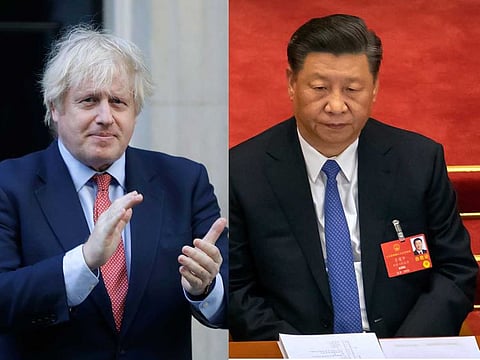 Boris Johnson (left) and Xi Jinping