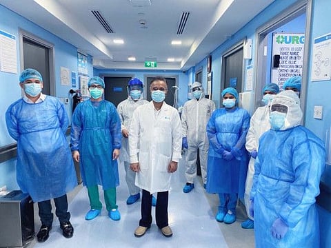 Dr Dhanaraja Devadiga with the Corona Warriors