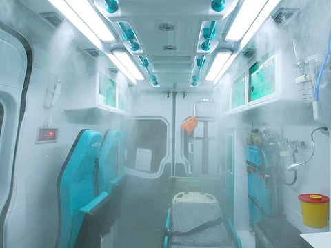 Inside the self sterilising ambulance