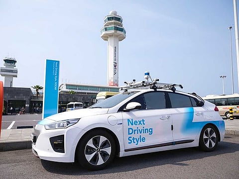 A Rideflux 'self-driving' car in Jeju.