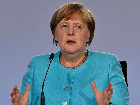 German Chancellor Angela Merkel speaks during a news conference after coalition meetings over stimulus measures to reboot post-coronavirus economy, at the Chancellery in Berlin, Germany June 3, 2020.