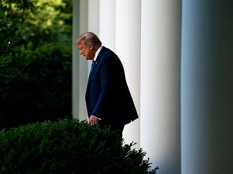 President Donald Trump walks to the Rose Garden of the White House, June, 1, 2020.
