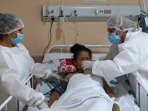 An indigenous woman from Mura ethnicity receives medical attention at the Hospital Nilton Lins, which inaugurated a exclusive area for indigenous people to be treated from the coronavirus disease (COVID-19) in Manaus, Brazil June 3, 2020.