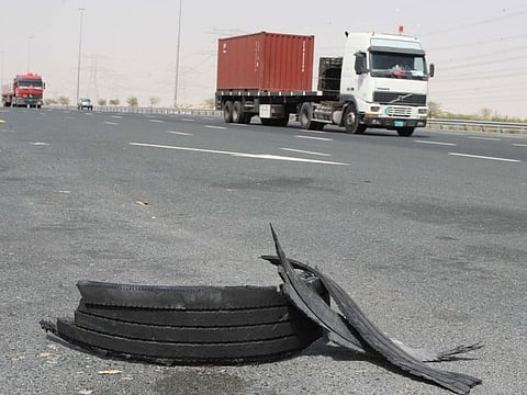 Burst tyres on Emirates Road