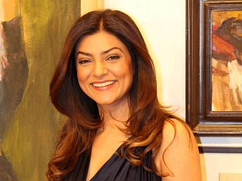 Mumbai: Actress Sushmita Sen during the inauguration of art show Masterstrokes by late artist John Fernandes in Mumbai, on Dec 6, 2016. (Photo: IANS)