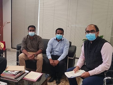Royal Luck victims with Indian Consul General Vipul at his office on Saturday