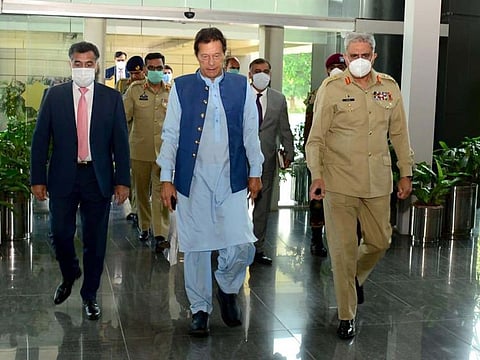 Pakistan Prime Minister Imran Khan with the country's army chief