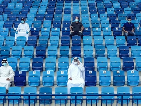 A model seating arrangement in a football stadium in Dubai in post-COVID-19 era. Picture for illustrative purposes only.