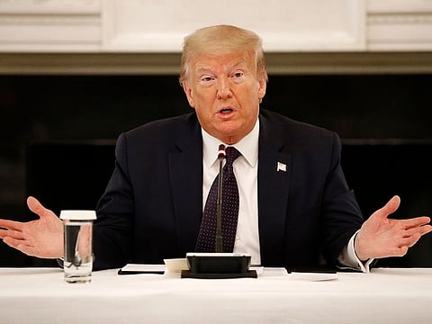 President Donald Trump speaks during a roundtable discussion with law enforcement officials, Monday, June 8, 2020, at the White House in Washington.