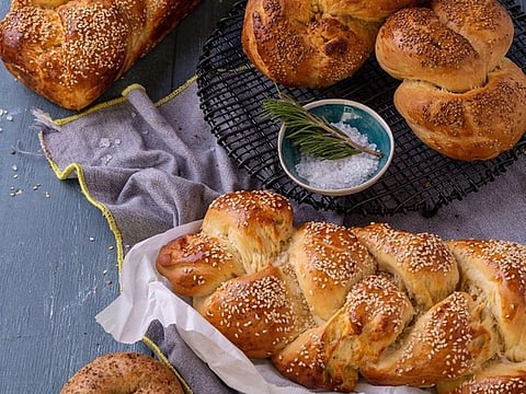 Challah is a special bread in Jewish cuisine, usually braided and typically eaten on ceremonial occasions such as Shabbat and major Jewish holidays.