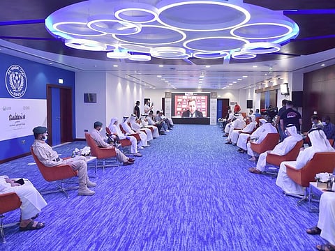‘Return of Spectators to Sports Stadiums,’ a joint forum hosted by Dubai Sports Council and Dubai Police, underway at the Al Nasr Club on Wednesday.