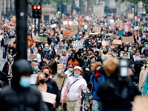 Demonstrators protest against racial inequality in the aftermath of the death in Minneapolis