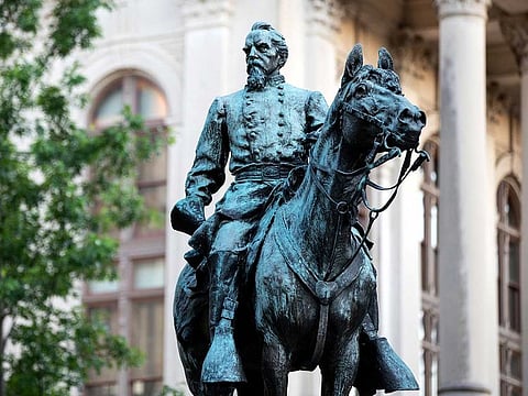 A Confederate monument to John Brown Gordon, a controversial figure in the history of the US, is seen outside of the Georgia State Capitol in Atlanta on June 11, 2020.