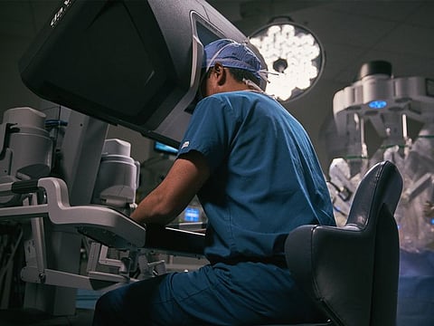 The da Vinci system has an ergonomically designed console where the surgeon sits while operating