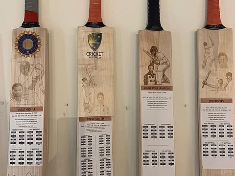 The four bats, signed by Virat Kohli, Steve Smith, Joe Root and Kane Williamson have become new features of Shyam Bhatia's museum.