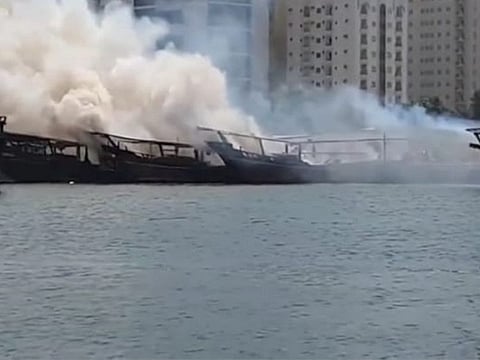 Fire breaks out on three fishing boats in Sharjah