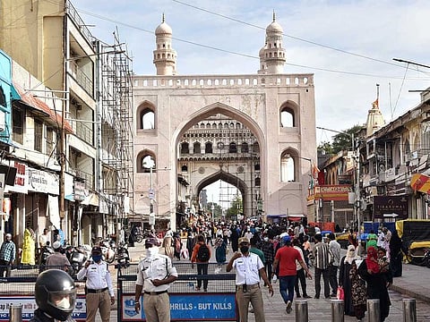 People visit markets amid the relaxation in the lockdown during COVID-19 pandemic, in Hyderabad on Monday.