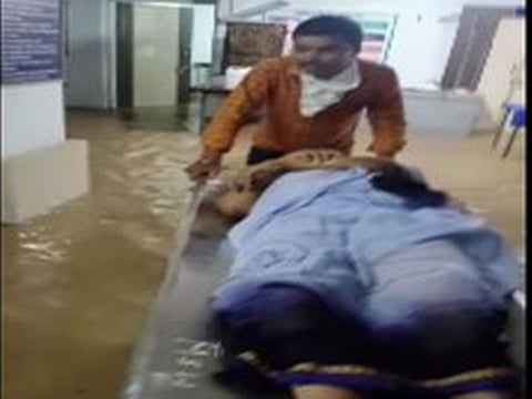 A photo from inside flooded ward