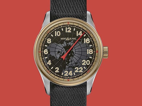 Classy... The case of the Montblanc 1858 Automatic 24H is steel with a non-tarnishing bronze alloy metal as the bezel and crown materials.