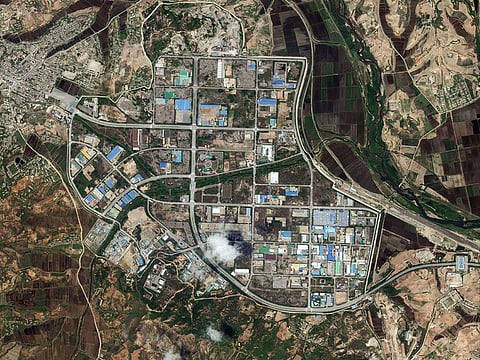 A view showing the Kaesong Industrial Complex, in Kaesong, North Korea, June 15, 2020, a day before North Korea blew up an inter-Korean liaison office, is seen in this image supplied by Maxar Technologies.