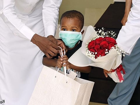 The child was discharged from isolation after he had been cured from COVID-19.