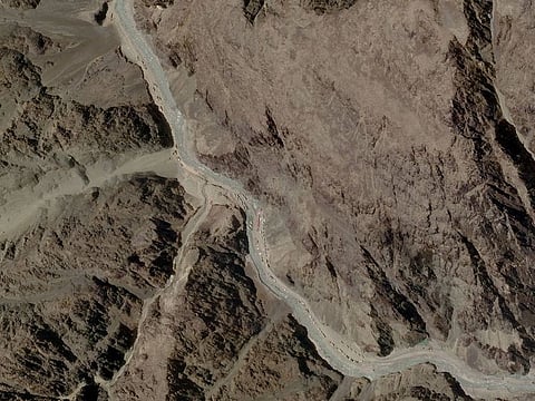 A satellite image provided by Planet Labs, an image taken over Galwan Valley in Ladakh, India, parts of which are contested with China, June 16, 2020.