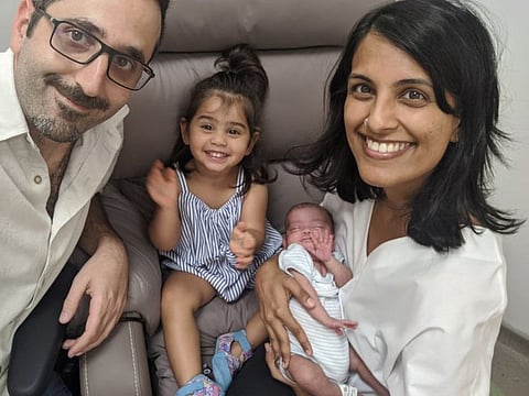Hello there: Leia with her parents and elder sister at the Mediclinic Parkview Hospital NICU before being discharged