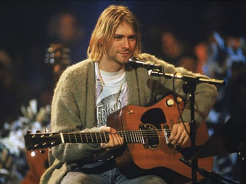 Kurt Cobain performs with Nirvana during an "MTV Unplugged" taping in 1993.
