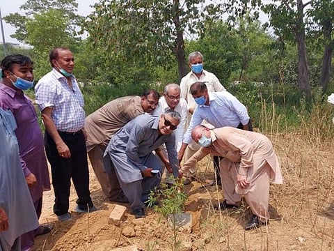 The groundbreaking ceremony of Islamabad's first Hindu temple was performed by Parliamentary Secretary on Human Rights Lal Chand Malhi with other members of the Hindu Council in Islamabad.